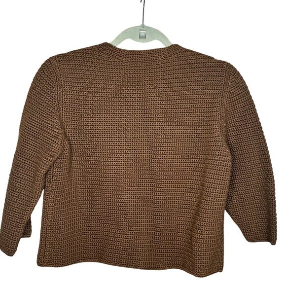 Cynthia Steffe Cardigan‎ Sweater Brown Knit Crocheted Embellished Buttons XS - Picture 5 of 8